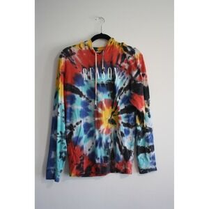 Reason Tie Dye Hoodie Mens small Multi Color Streetwear Psychedelic Hippie Boho